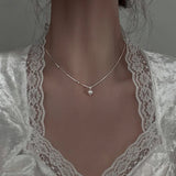 925 Silver Single Pearl Necklace Clavicle Chain Jewelry for Women