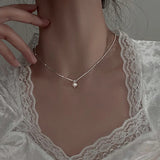 925 Silver Single Pearl Necklace Clavicle Chain Jewelry for Women