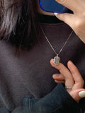 925 Silver Geometric Letters Pendant Necklace for Women
