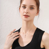 925 Sterling Silver Key Necklace Women's Tempter Lock Head Diamond Choker