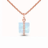 925 Silver Letter A Moonstone Pendant Necklace Women's Jewelry