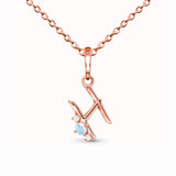 925 Silver Letter A Moonstone Pendant Necklace Women's Jewelry