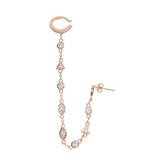 925 Sterling Silver CZ Link Chain Earring - Long Chain Sparkling Bling Jewelry