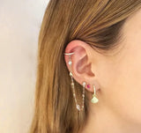 925 Sterling Silver CZ Link Chain Earring - Long Chain Sparkling Bling Jewelry