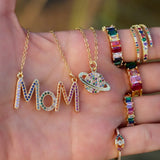 925 Silver Mama Love Colorful CZ Mom Necklace