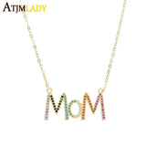 925 Silver Mama Love Colorful CZ Mom Necklace