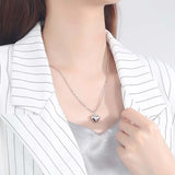 925 Silver Heart Pendant Necklace for Women, Beads Chain Long Jewelry
