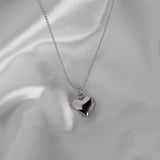925 Silver Heart Pendant Necklace for Women, Beads Chain Long Jewelry