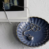 925 Silver Heart Pendant Necklace for Women, Beads Chain Long Jewelry