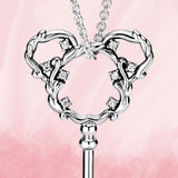 925 Silver Magic Key Necklace Charm with Full Diamond Inlay