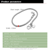 925 Silver Snake Chain Bracelet 2.5mm Wide Men Women Korea Jewelry