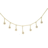 925 Silver CZ Star Dangle Choker Necklace