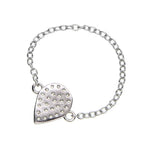 925 Silver Mini CZ Tear Drop Charm Chain Finger Ring