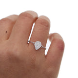 925 Silver Mini CZ Tear Drop Charm Chain Finger Ring