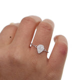 925 Silver Mini CZ Tear Drop Charm Chain Finger Ring