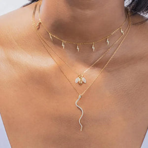 925 Silver Green CZ Snake Pendant Necklace for Women