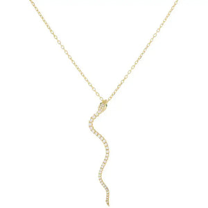 925 Silver Green CZ Snake Pendant Necklace for Women