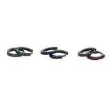 925 Sterling Silver Small Circle Earrings Red Green Delicate Women