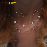 925 Sterling Silver Minimal CZ Flower Choker Necklace