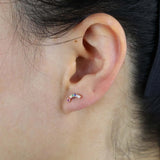 925 Silver Rainbow CZ Circle Wave Earring Studs for Women
