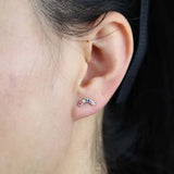 925 Silver Rainbow CZ Circle Wave Earring Studs for Women