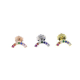 925 Silver Rainbow CZ Circle Wave Earring Studs for Women