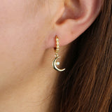 925 Silver Moon Star Earring with Fire Opal Stone Women Jewelry