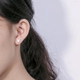 925 Silver Strawberry Quartz Pink Crystal Stud Earrings