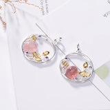 925 Silver Strawberry Quartz Crystal Charm Pendant Necklace