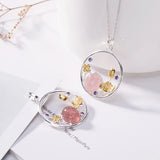 925 Silver Strawberry Quartz Crystal Charm Pendant Necklace