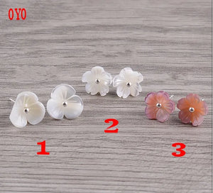 925 Sterling Silver Shell Petal Flower Art Earrings