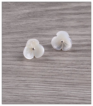925 Sterling Silver Shell Petal Flower Art Earrings