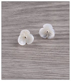 925 Sterling Silver Shell Petal Flower Art Earrings