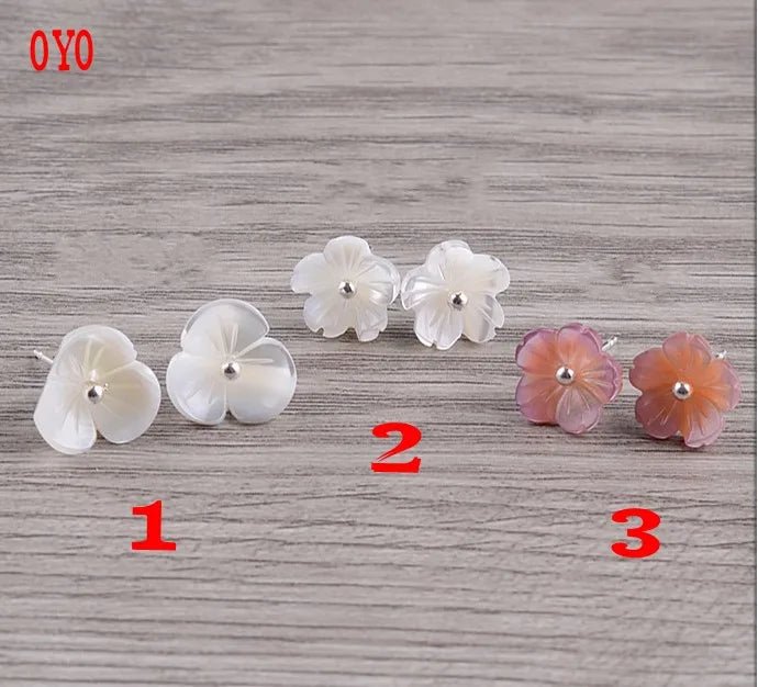 925 Sterling Silver Shell Petal Flower Art Earrings