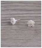 925 Sterling Silver Shell Petal Flower Art Earrings