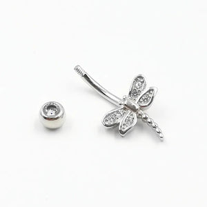 925 Silver Cubic Zircon Butterfly Navel Ring