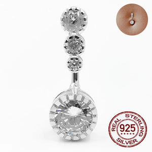 925 Sterling Silver Navel Piercing Ring CZ Bell Button Body Jewelry