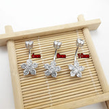 925 Silver Navel Piercing Ring Flower CZ Bell Button Ring Jewelry