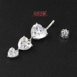925 Silver Heart Navel Ring Dangle Body Jewelry 6 8 10mm Pin Length
