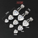 925 Silver Heart Navel Ring Dangle Body Jewelry 6 8 10mm Pin Length