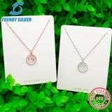 925 Silver Necklace Chain Rose Plated Pendant CZ Jewelry