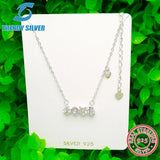 925 Silver Necklace Chain Women CZ Pave Pendant Rose Plated Jewelry