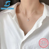 925 Silver Necklace Chain for Women Pave CZ Pendant Jewelry Rose Plated