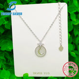 925 Silver Necklace Chain for Women Pave CZ Pendant Jewelry Rose Plated