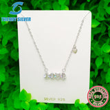 925 Silver Necklace Chain Women CZ Pave Pendant Rose Plated Jewelry