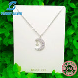 925 Silver Necklace Chain with CZ Rose Pendant