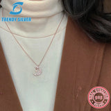 925 Silver Necklace Chain with CZ Rose Pendant