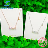 925 Silver Necklace Chain Women CZ Pave Pendant Rose Plated Jewelry