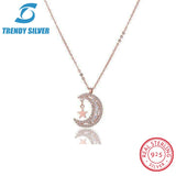 925 Silver Necklace Chain with CZ Rose Pendant