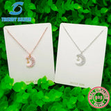 925 Silver Necklace Chain with CZ Rose Pendant